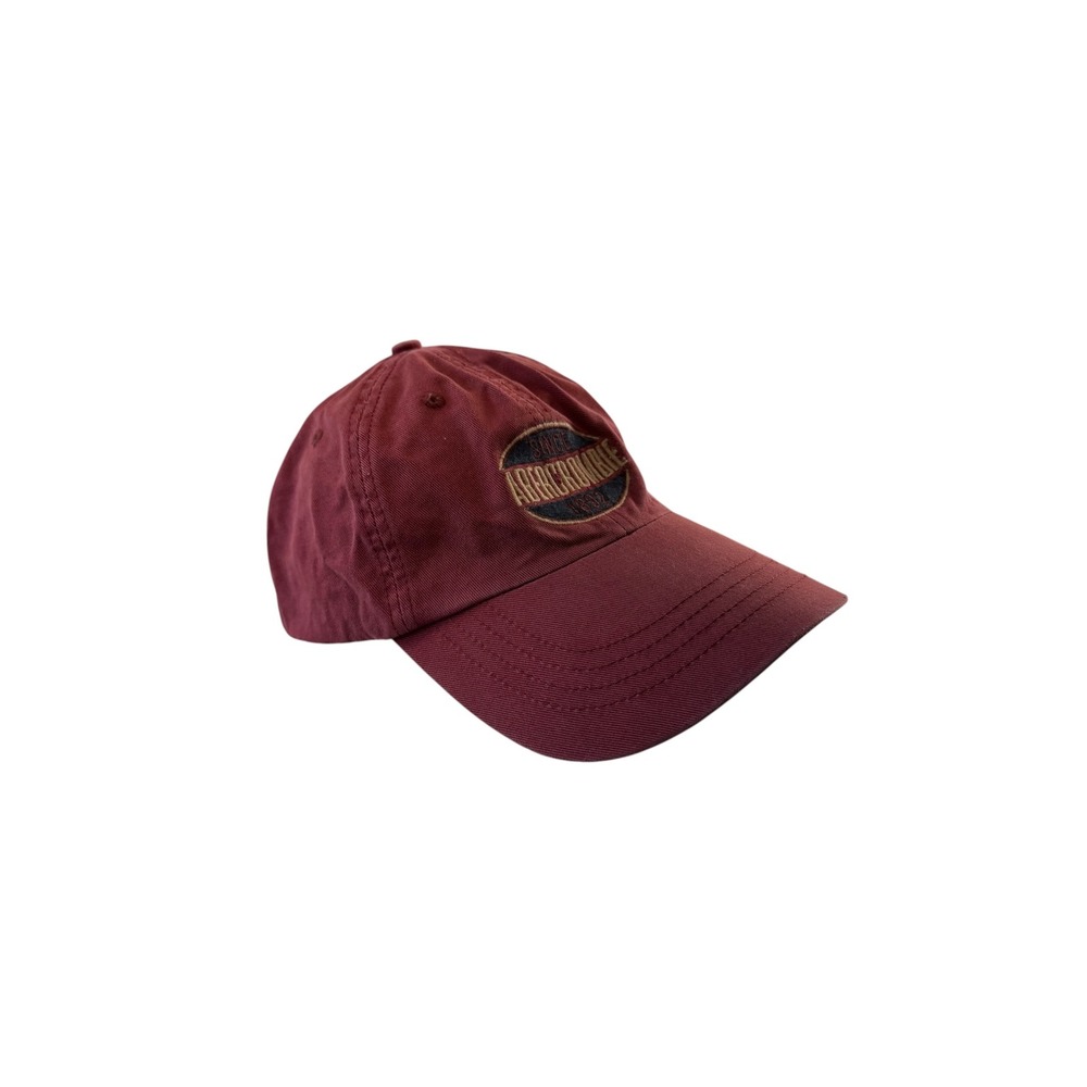 Vintage Abercrombie & Fitch Red 100% Cotton Baseball Dad Cap, 7 3/8 90's Y2K